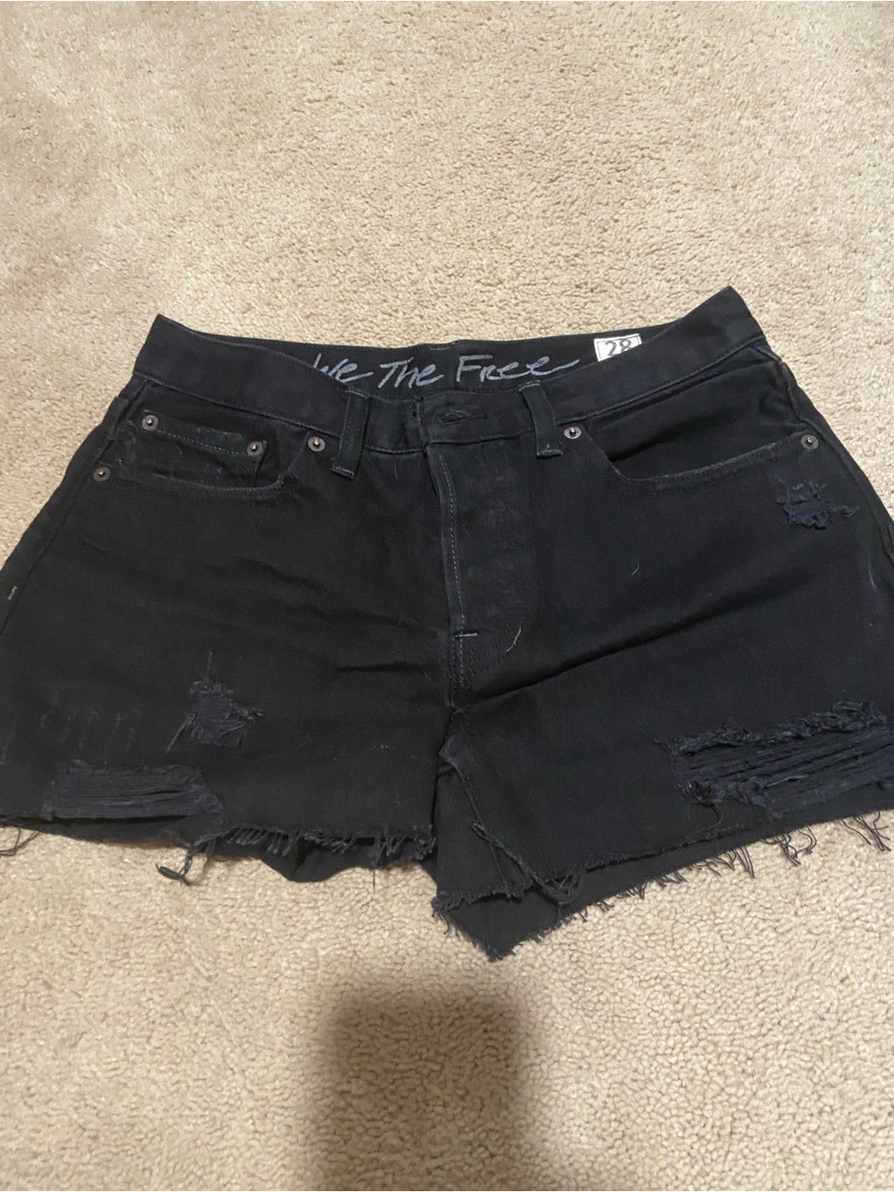 We The Free Black Distressed Jean Shorts